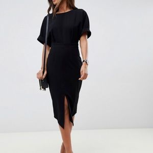 ASOS DESIGN wiggle midi dress in BLACK